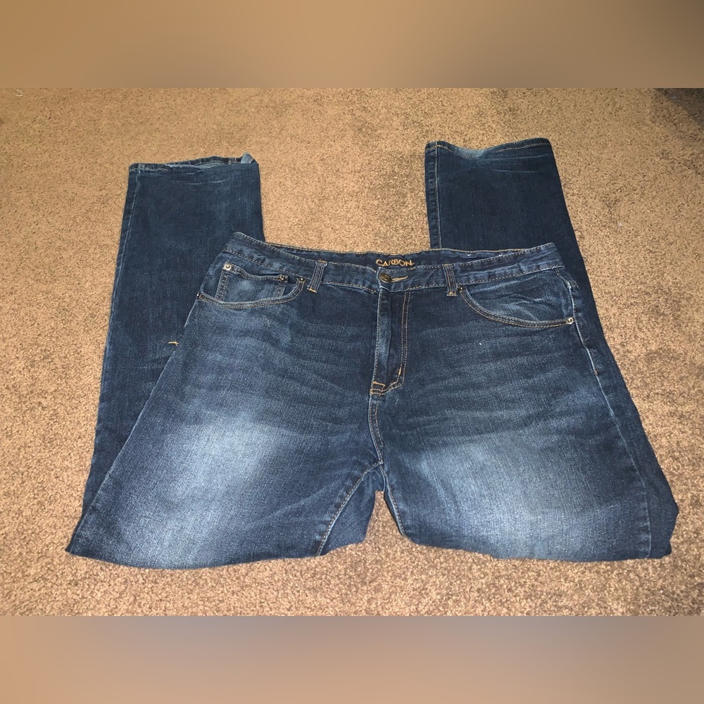 Carbon 36x34 relaxed straight blue denim jeans